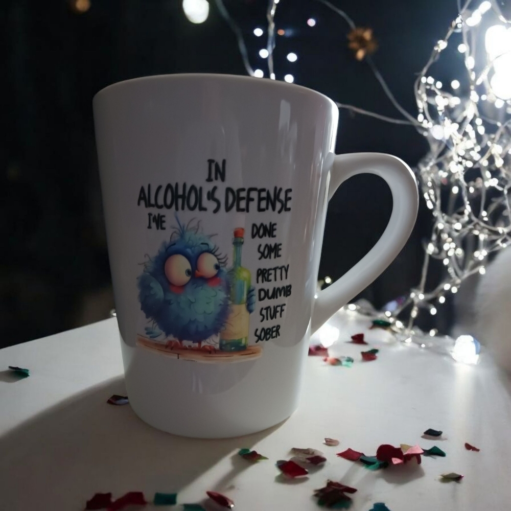 Hand Crafted White Mug with Fun Design